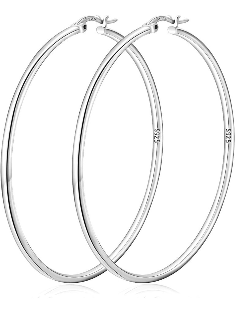 Women's Silver-70mm Gold Plated Sterling Silver Hypoallergenic Big Hoop Earrings